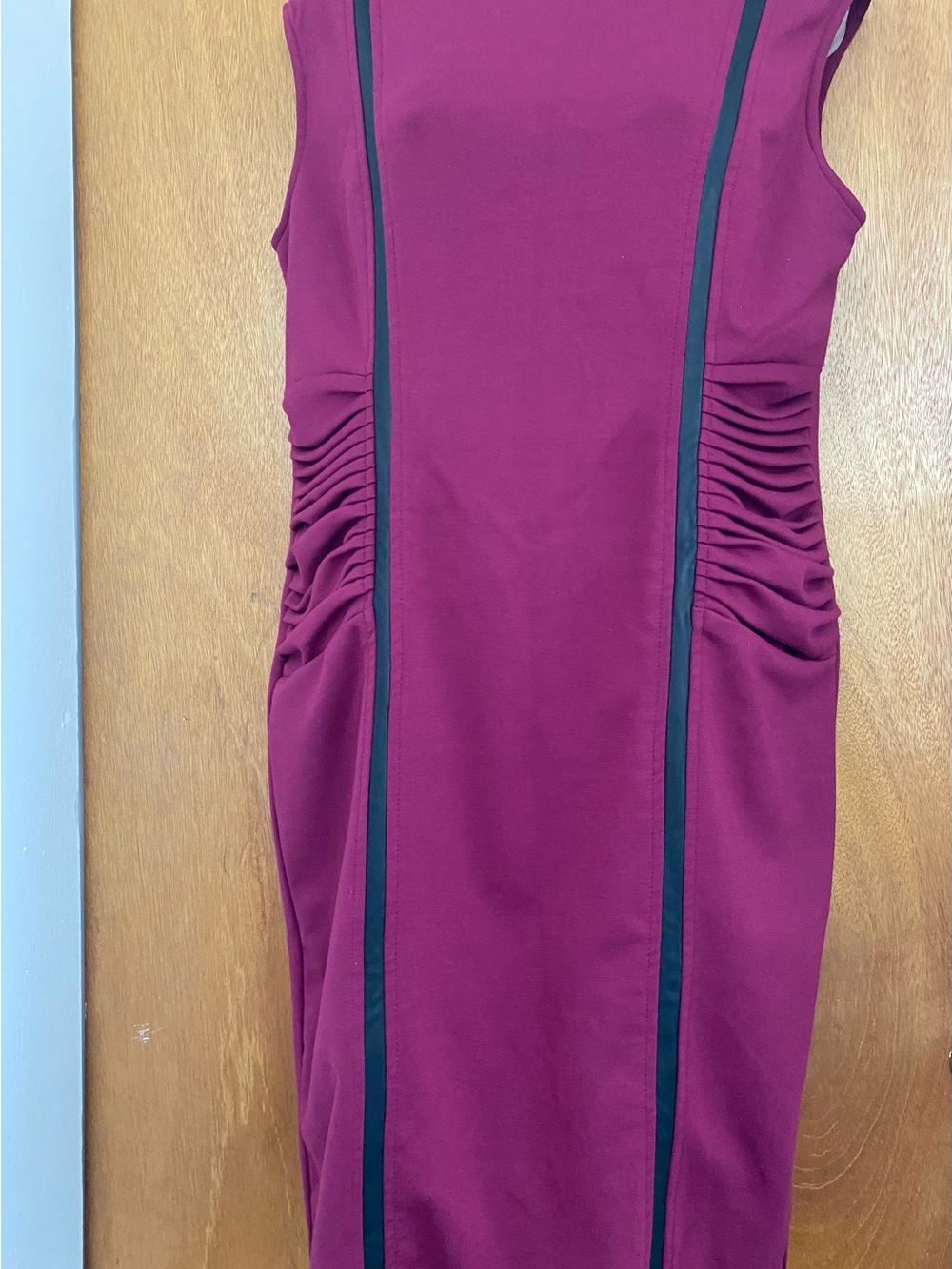 Serena Williams Magenta Midi Sheath Dress with Black Piping